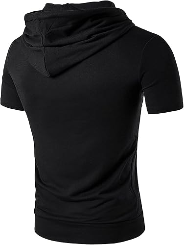Miniatura 9 de WABEOR Sudadera con capucha de manga corta para hombre, para entrenamiento, ajuste entallado, atlética, con capucha, casual, con bolsillo, de