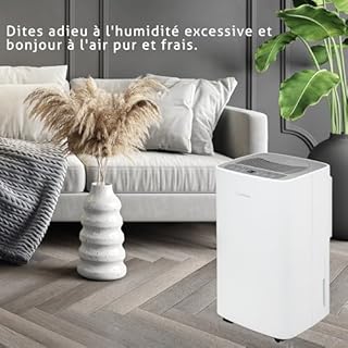 Turbionaire SENSO 12 SG Clean Déshumidificateur et Purificateur d’Air 2-en-1, 12L/Jour, Filtre HEPA + Charbon Actif, 36dB, Drainage continu, Minuterie, Séchage du Linge, Réduit humidité, Condensation