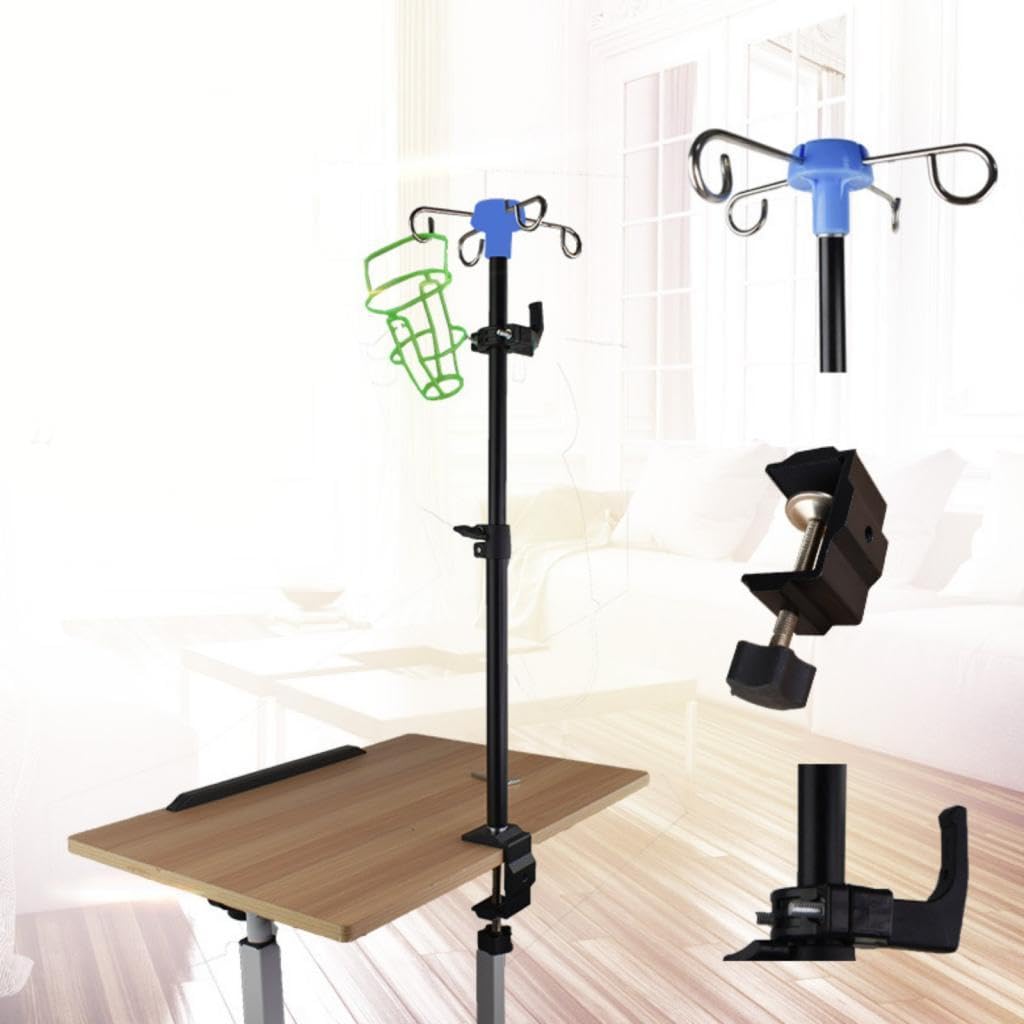 Soporte Extensible para Suero Intravenoso, para Uso Doméstico, con 4 Ganchos, Portátil, de Altura Regulable Y Telescópico.