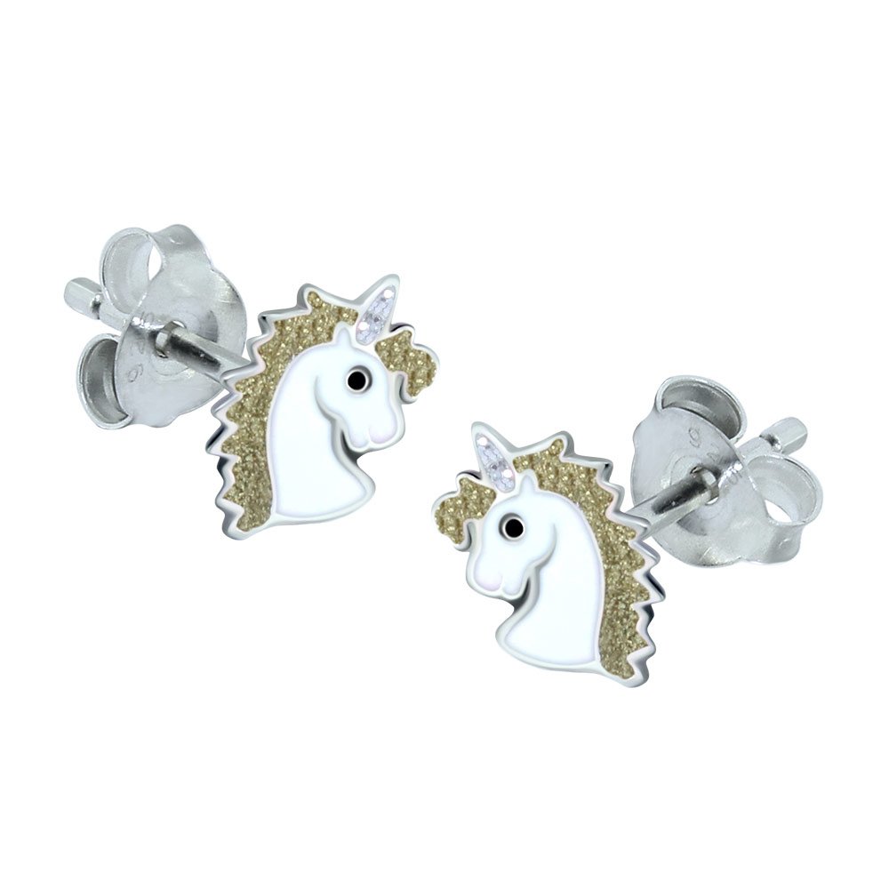 Orecchini Unicorno Bambini Argento 925 - Gioielli Premium con Cristalli