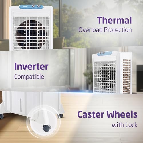 Image of Livpure Aerofrost Neo 110L Desert Air Cooler, White, Adjustable Speed, Ice Chamber, 5 Castor Wheels, Water Level Indicator, Works on Inverter