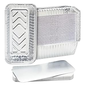 Juvale 50 Pack Aluminum Foil 2 lb Disposable Loaf Pans with Lids for Baking Bread, Heating, Storing Food (22oz, 8.5 x 4.5 in)