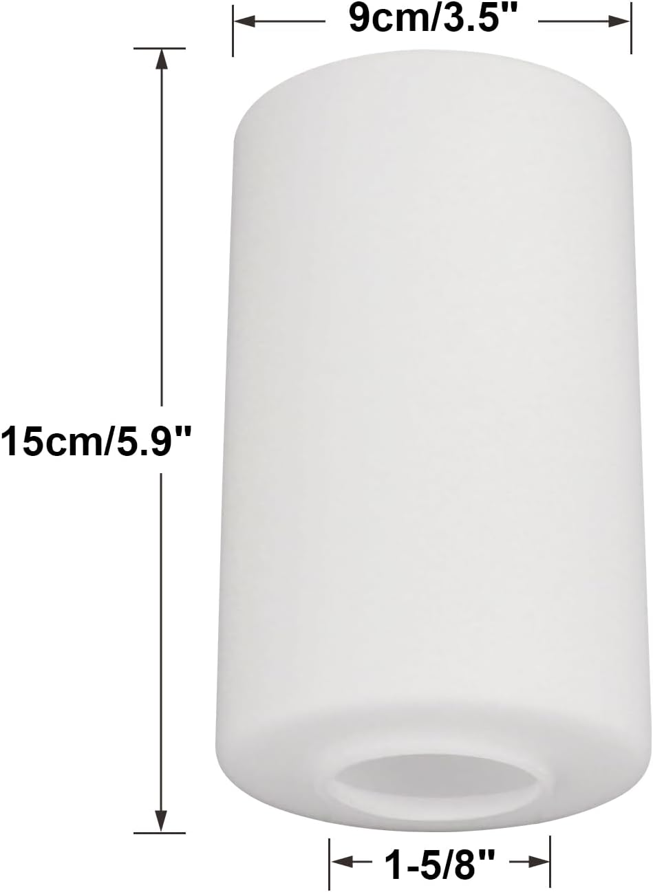 KCO Lighting Cylinder Glass Lamp Shade Replacement Frosted White Cylinder Glass Lamp Cover Light Fixture Replacement Globe Cover for Chandelier Pendant Light Wall Sconce