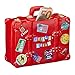 Relaxdays Boîte épargnes vacances, valise à autocollants, caisse budget voyage, XXL, Banque, HxLxP: 14x15x7 cm, rouge