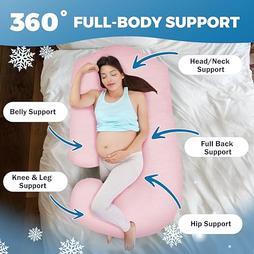 Image of Pregnancy Pillows for Sleeping - 57-Inch Maternity Pillow for Pregnant Women with Removable Washable Cover - Support for Back, Belly, Neck, Legs, & Hips - V C U Shaped Full Body Pillow
