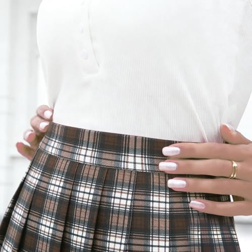 Image of Girstunm Women's Pleated Skirt Mini Skater Basic Skirts High Waist School Girls Uniform Short Cheerleader Skirt
