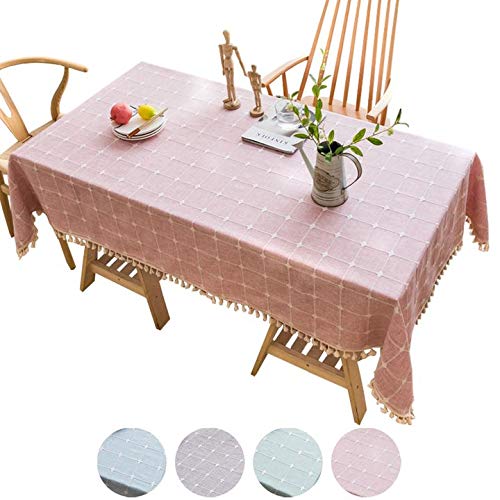 Housse de table à carreaux rose 90x140 pour un brunch cocooning