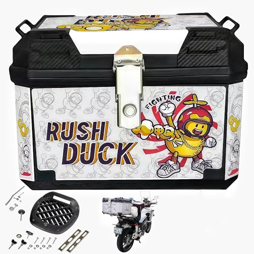 バイク リアボックス 用 48L 大容量 トップケース ケース ボックス オートバイボックス モノキーケース アル 四角 取り付けベース付き 軽量 四角 耐衝撃 防犯対策 キーロック可能 取付ベース 簡単脱着 汎用 スーパーカブ/原付等 防水 防塵 バック