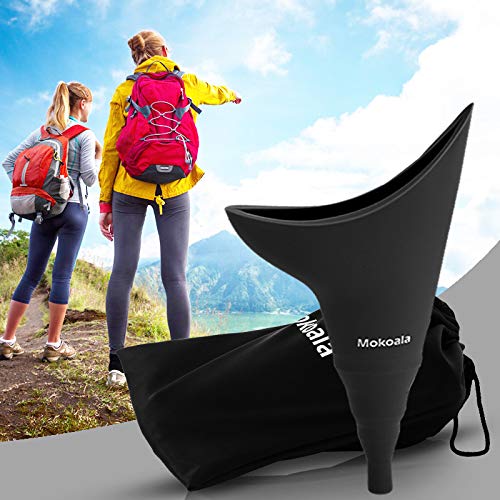 Female Urination Device Portable - Reusable Silicone Women Pee Funnel Allows Women to Pee Standing Up, Portable Design with Drawstring Bag for Outdoor Camping Hiking Backpacking Picnic (black) - Thumbnail 3