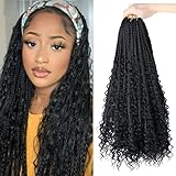LMZIM Goddess Box Braids Crochet Hair 18 Inch,8 Packs Box Braids Crochet Hair for Women,Boho Box Braids Curly Ends Pre-looped,Synthetic Bohemian Crochet Box Braids hair 1b