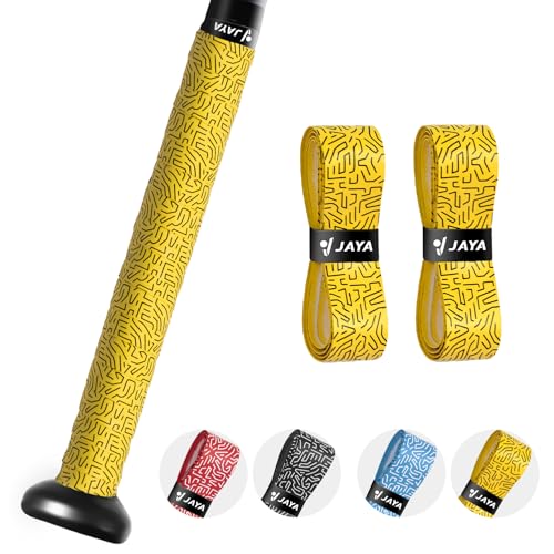 JAYA Bat Grip Tape Anti-Slip 1.2mm, Full Adhesive-Back Baseball Softball Cricket Batting Tape, Professional Feel Bat Wrap Tape for Handles, Set of 2
