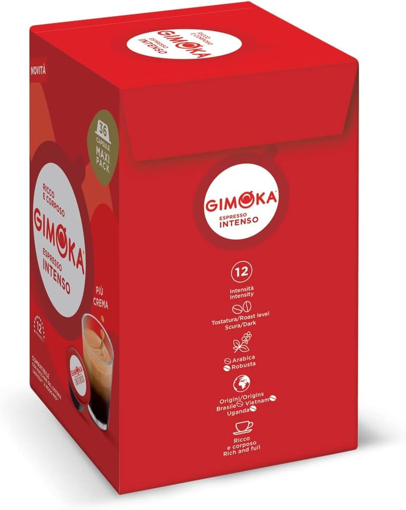 Gimoka - Compatibile Per Lavazza - A Modo Mio - 144 Capsule - Gusto INTENSO - Intensità 12 - Made In Italy