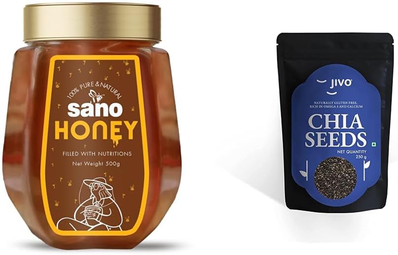 Sano Pure Honey 500 GM with Jivo Chia Seeds 250gm (Pack of 2)