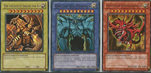 Konami Yu-Gi-O Egyptian Gods Cards Komplettset – Ultra Rare – Limited Edition – Slifer of the Heaven -DEG01 Obelisk of the...