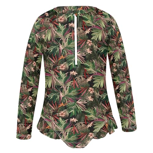 Leaves Girls Long Sleeve Rashguard Swimsuit UV Protection One-Piece Swimwear Bathing Suit B04047002