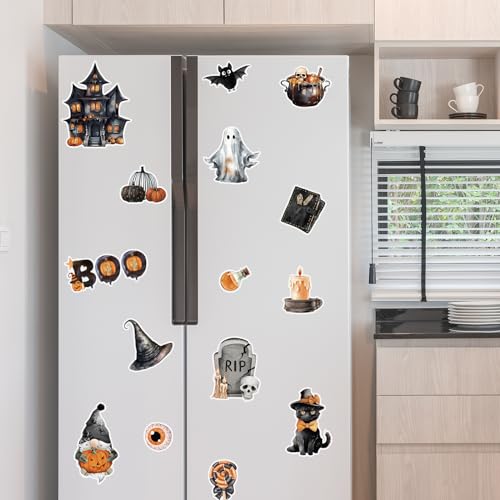 Jarthenaamcs J3045 17Pcs Halloween Refrigerator Magnets Watercolor Spooky Black Mixed Decorative Fridge Magnetic Stickers thumb #3