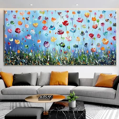 Impression fleurs abstraites colorées peinture sur toile de salon 30x60 cm