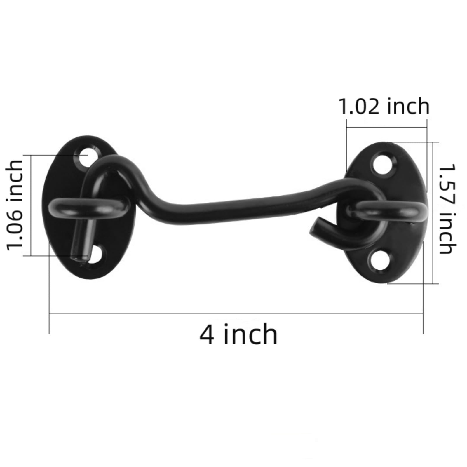 2-Pack 4-Inch Door Latch Hook And Eye Lock – Stainless Steel, White Powder-Coated, Rustproof, With Screws