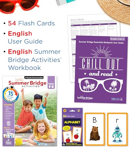 Summer Bridge Activities PreK-K Bundle, Ages 4-5, Math, Phonics, Handwriting, and Science Summer Learning Kindergarten Workbooks, Alphabet Flash Cards, Children's Books, and Drawstring Bag - Image 3