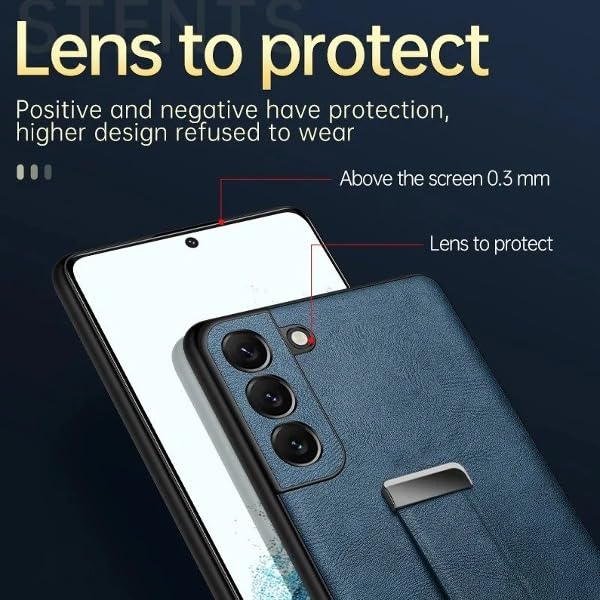 Image of MILLION CASES Back Cover Case for Samsung Galaxy S23 Ultra Soft Flexible Leather Shockproof Protective Wristband Business Case(Blue)