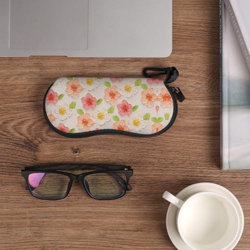 Image of Sunglasses Soft Case, Cute Ultra Light Portable Neoprene Zipper Eyeglass Glasses Case with Belt Clip for Men Women