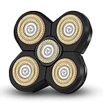 Replacement Head for Electric Shaver 5D Close Mens Electric Razor Head Waterproof Head Shavers for Men Replacement Head Wet & Dry Bald Shavers Blade (Gold)