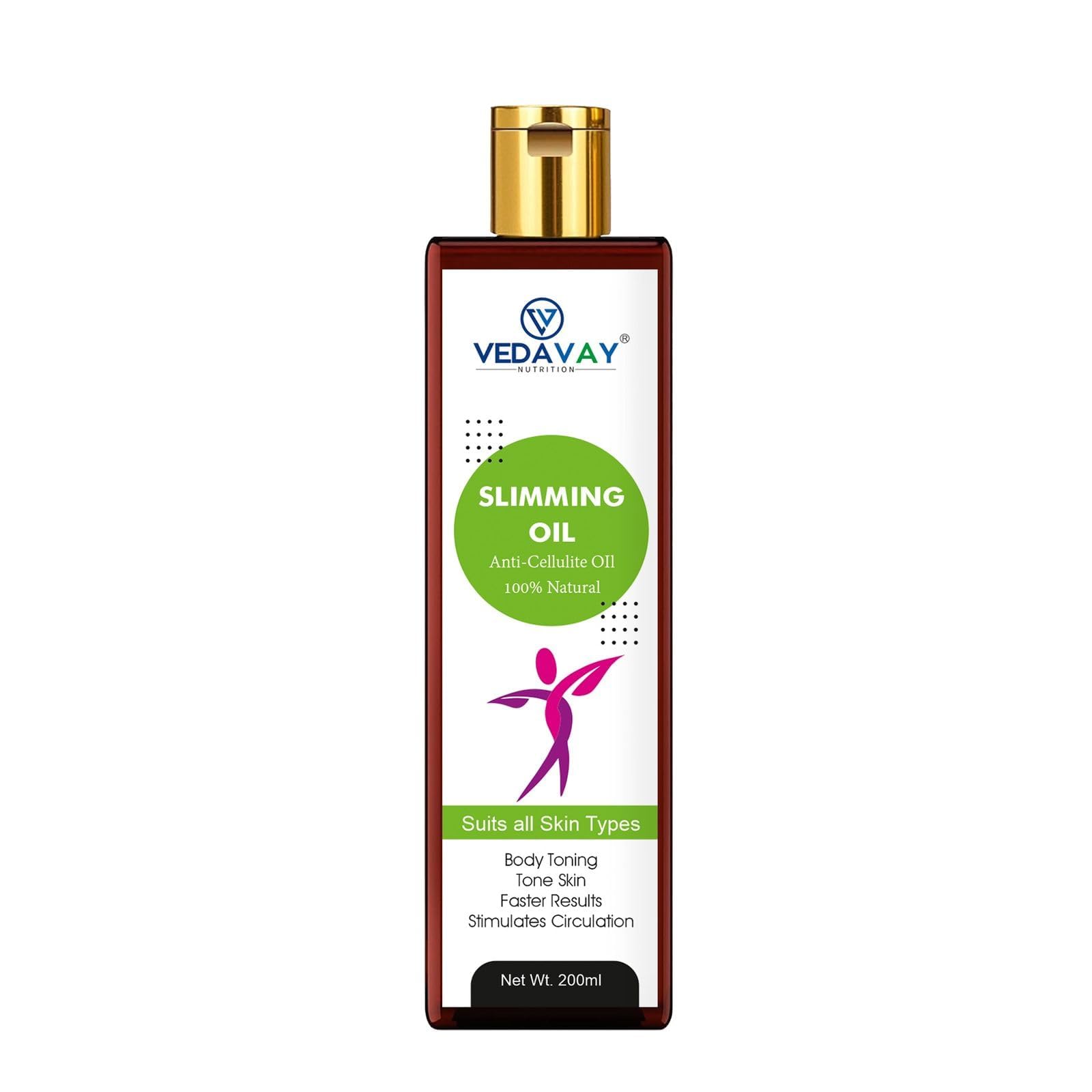 VEDAVAY Slimming Oil for Men & Women| Body Massage Oil with Harad, Amla & Rosemary Oil | Anti-Cellulite Body Massage Oil | 200ml | Pack of 1-image-0