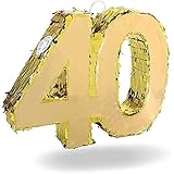 Gold Foil Pinata for 40th Birthday Party (16.5 x 13 Inches)
