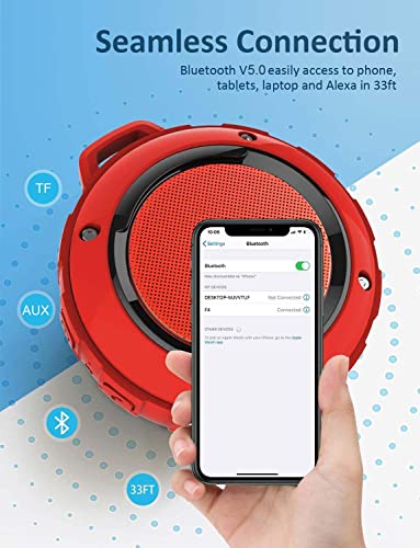 Image of Kunodi Outdoor Waterproof Bluetooth Speaker, Wireless Portable Mini Shower Travel Speaker with Subwoofer, Enhanced Bass, Built in Mic for Sports, Pool, Beach, Hiking, Camping