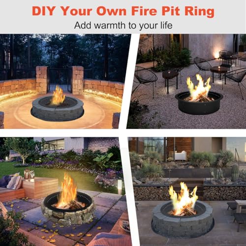 Koutemie Outdoor Smokeless Fire Pit Ring Liner 35-Inch Outer/31-Inch Inner Diameter, Heavy Duty Solid Metal Steel Round Firepit Rim Insert for Outside DIY Campfire Ring Above or In-Ground, Black by Koutemie - Image 6
