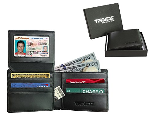 RFID Blocking Genuine Leather Wallet for Men - Extra Capacity Multi Card Travel Bifold Stylish RFID Secure Wallet, Anti Identity Theft, Credit Card Protector, Christmas Gift, Fathers Day, Birthday