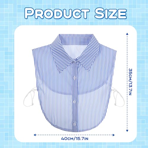 Blue Striped Detachable Collar Shirt Fake Collar Detachable Blouse Detachable Half Blouse Shirts Women Ruffle Mock Neck Dickey Half Blouse False Collar for Lady Men2
