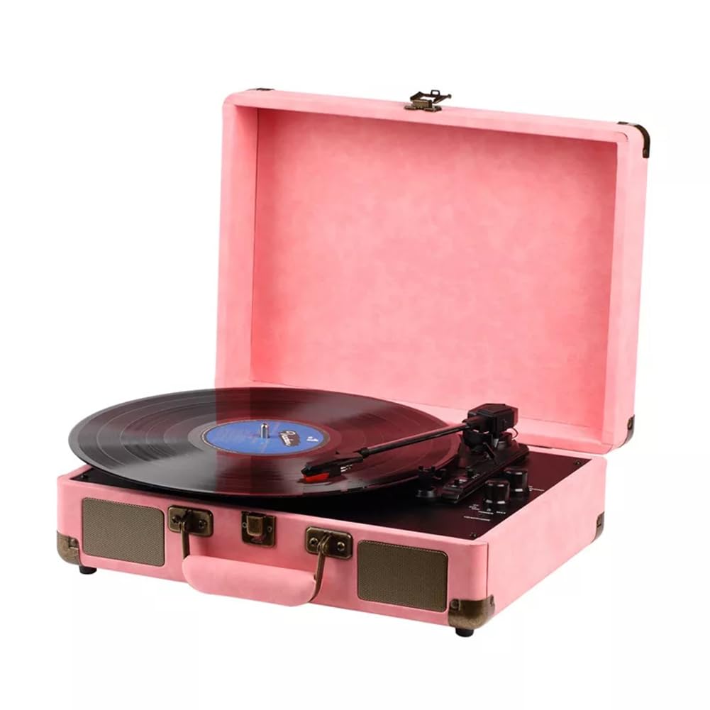 Giradischi a valigia, giradischi vintage in vinile, altoparlante portatile, supporta fonografo LP a 33/45/78 giri, giradischi di dimensioni generali, grammofono vintage compatto, supporta la conn