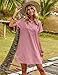 Zeagoo Womens Button Down Shirts Dress with Pockets Fashion Loose Fit Short Sleeve T-Shirt Dress Pink XL