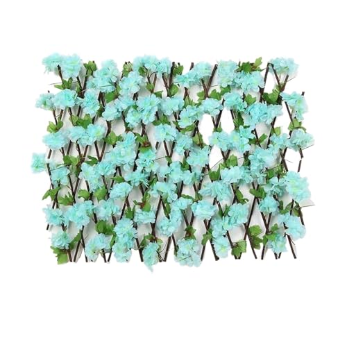Valla de hojas artificiales expandible ajustable para jardín, balcón, patio y decoración al aire libre, perfecta para una privacidad elegante (azul)