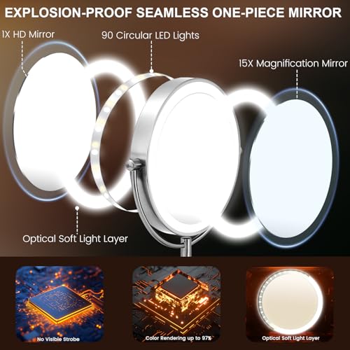 VESAUR Espejo Maquillaje Iluminado Recargable 9 Pulgadas miniatura 5
