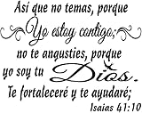 byyoursidedecal Spanish Wall Decals decorativo para pared yo Soy tu Dios. Isaias 41:10 Mensajes textos biblicos decorativos español Family Quotes for Home Living Room Bedroom15" high x 22.5" WideF