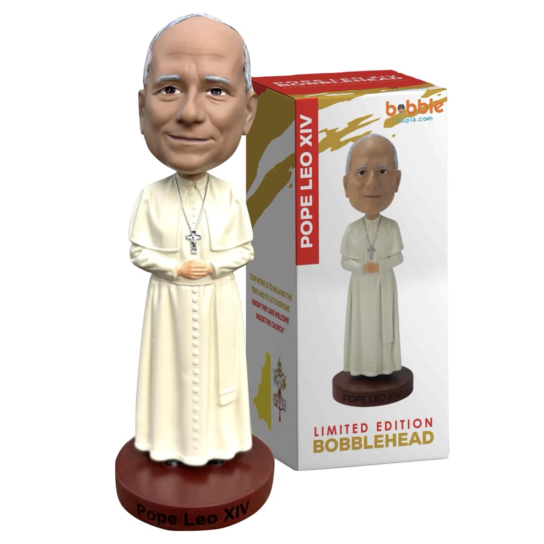 Bobbletopia Pope Leo XIV Bobblehead, First American Pope, Robert Prevost Catholic Gift, Premium Polyresin Collectible Figurine, 8 Inches, World Leaders Series
