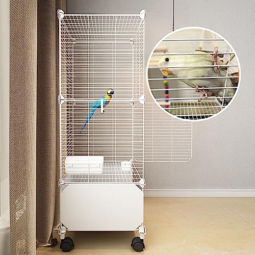 Jaula para pájaros para loros con soporte rodante, bandeja inferior y juguete para pájaros, jaula fácil de limpiar, ideal para periquitos, tortolitos, palomas, cacatúas y guacamayos