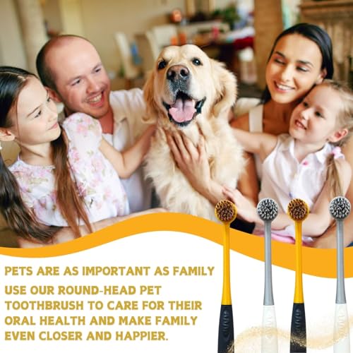 Image of Dog Toothbrush 4Pack Round Head Dog Tooth Brush Kit Soft Pet Toothbrush for Sensitive Teeth mit Anti-Slip Rubber Handle for Pet Plaque Dental Care