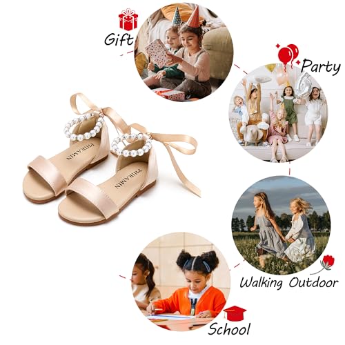 Image of PHIRAMIN Toddler Girl Sandals - Flower Girl Dress Shoes Open Toe Little Kid Wedding Party