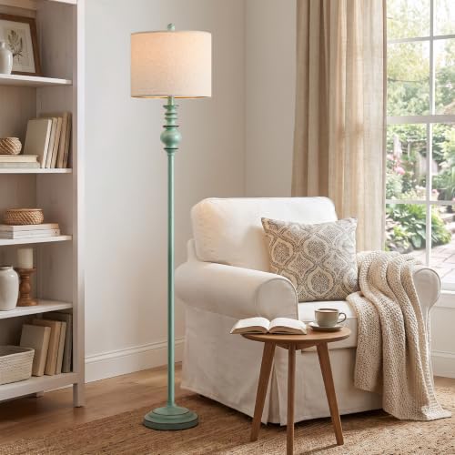 Image of BOBOMOMO 64.25 inch Farmhouse Floor Lamp with Remote, Dimmable Floor Lamp with Adjustable Color Temperatures, Antique Blue Standing Floor Lamp for Living Room Corner, Bedroom & Nursery, 9W Bulb Included