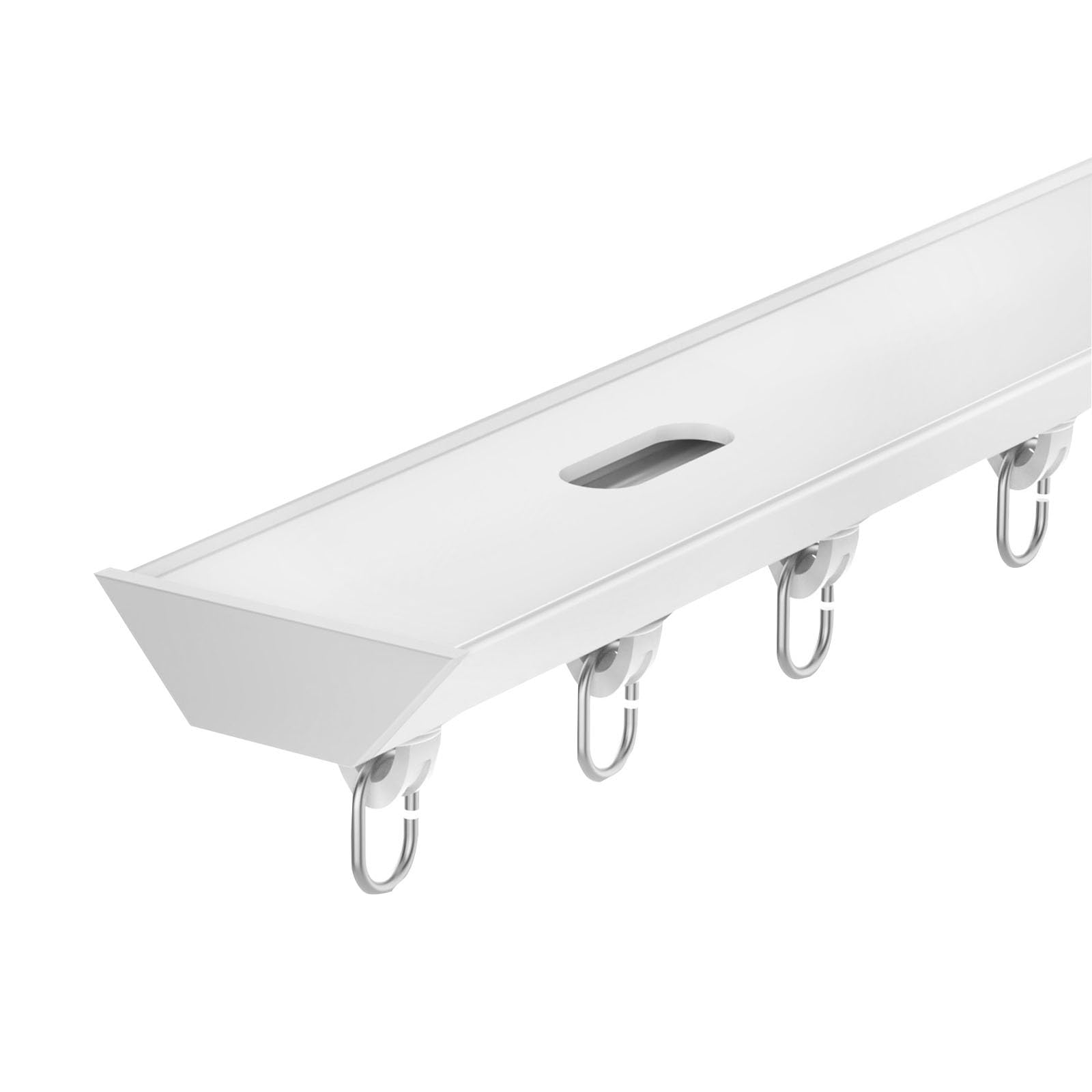 Tringles à rideaux silencieuses, rails invisibles ultra-fins montés sur le dessus, fonctionnement fluide et silencieux, adaptés aux baies vitrées et aux balcons(White,220cm)