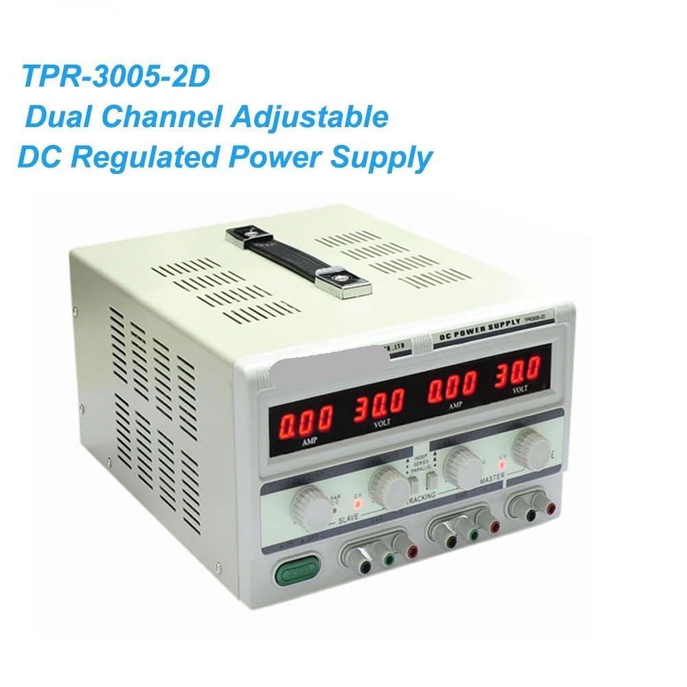 NURII Fuente de alimentación Lineal Ajustable de Dos Canales, Fuente de alimentación de CC Variable de Laboratorio de 30 V y 5 A, TPR-3005-2D