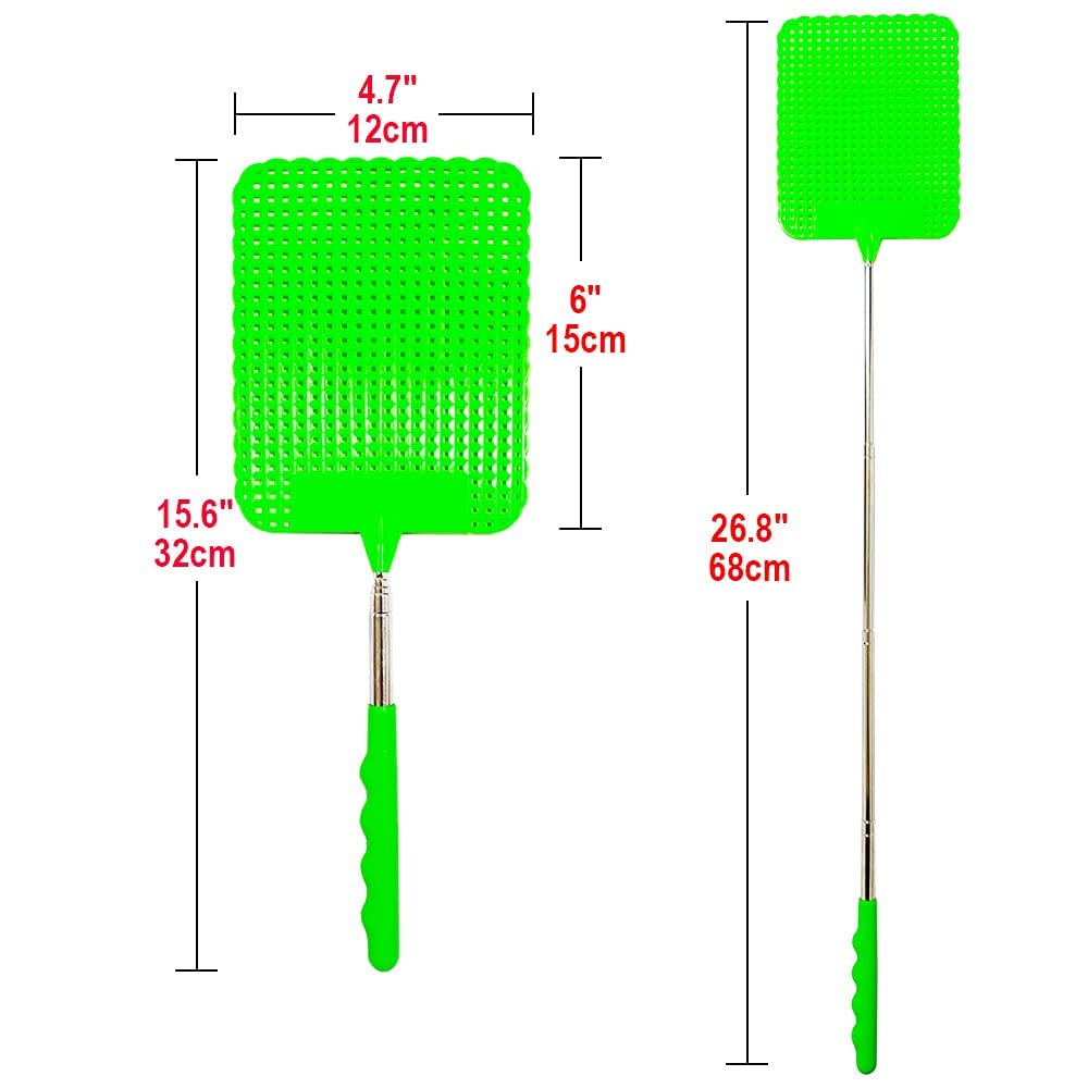 3 Pack Extendable Fly Swatter Insect Spider Wasp Bug Swatter Metal
