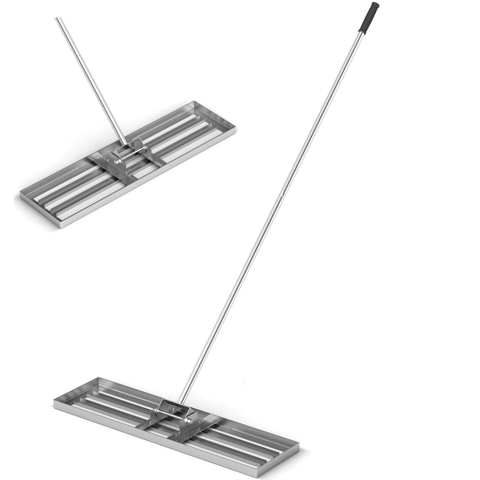 GiantexUK Lawn Leveling Rake 30”/36”/42”/46” x 10”, Powder Coated Steel Lawn Leveller with 77” Long Handle, Soil Leveling Tool for Garden Grass Golf Field Ground (36" x 10", Silver)