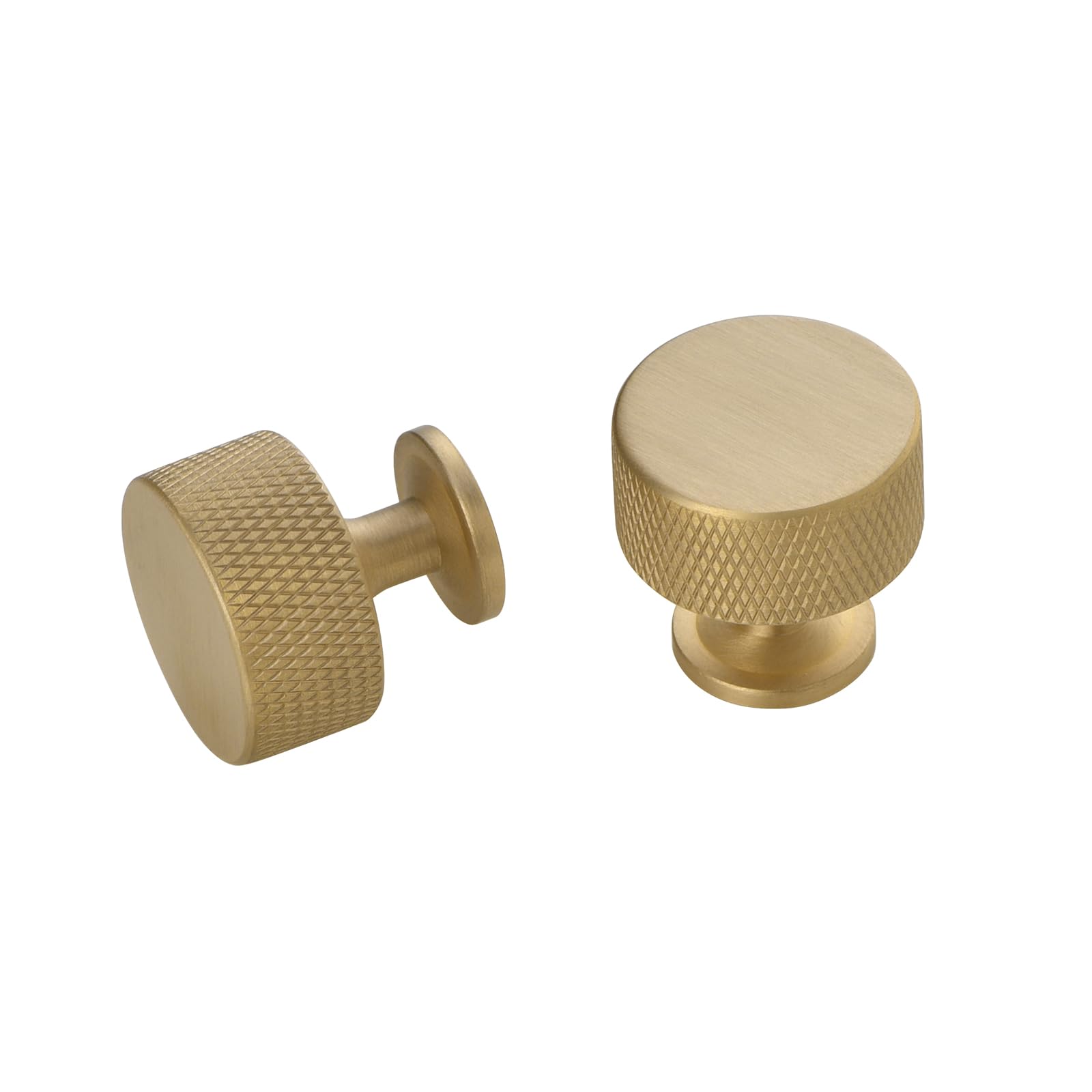Urnew- 2 Pack Solid Brass Kitchen Cabinet Knobs Gold Dresser Drawer Knobs Knurled Door Pulls for Vanity Table Cupboard Closet Kitchen Hardware Gold