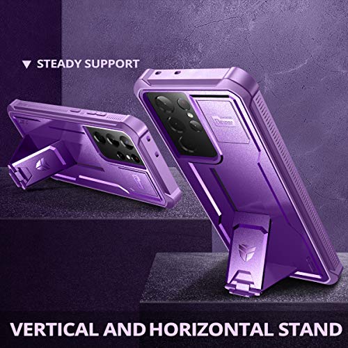 Image of Dexnor for Samsung Galaxy S21 Ultra Case, [Built in Screen Protector and Kickstand] Heavy Duty Military Grade Protection Shockproof Protective Cover for Samsung Galaxy S21 Ultra 5G, 6.8 inch Purple