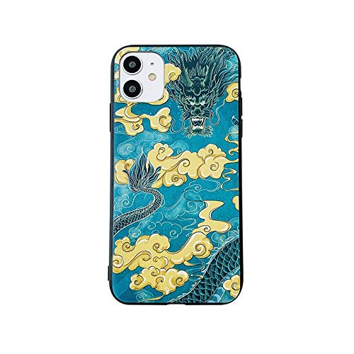 Preisvergleich Produktbild ZHANGSHUANG Geprägte Handytasche, Geeignet Für Huawei P30Pro, P40, Apple 11-Hülle Im Chinesischen Stil, Qinglong-Retro-Hülle