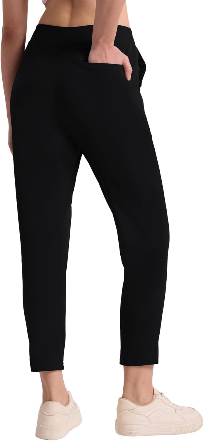 QBK Women's Petite Ankle Pants 25"/27" Stretchy Pull On Work Dress Business Casual Slacks with Pockets for Yoga Travel Golf - Image 2